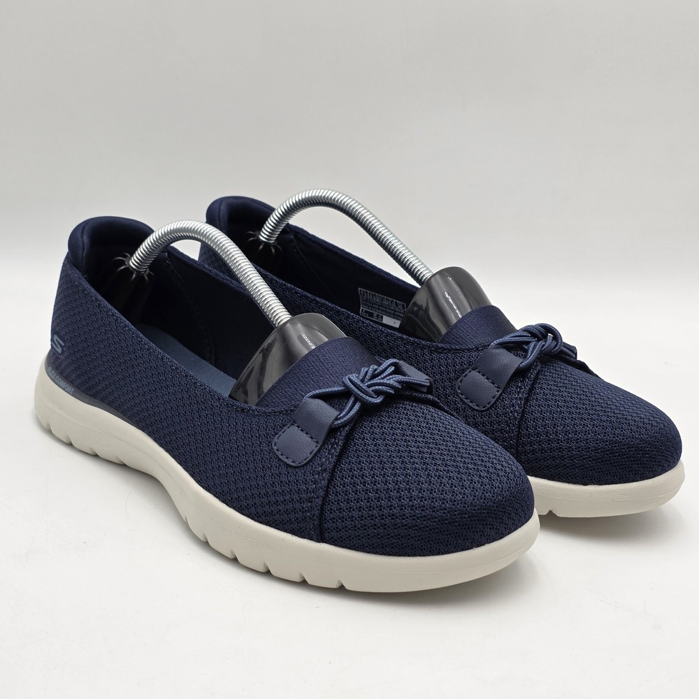Skechers Navy‎ Bow Mesh Slip-On Comfort Flats Cushioned Women's Size 7.5 NWOB